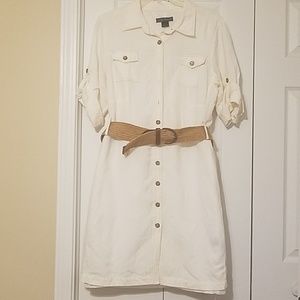 Jessica Howard Cream Belted Shirt Dress
